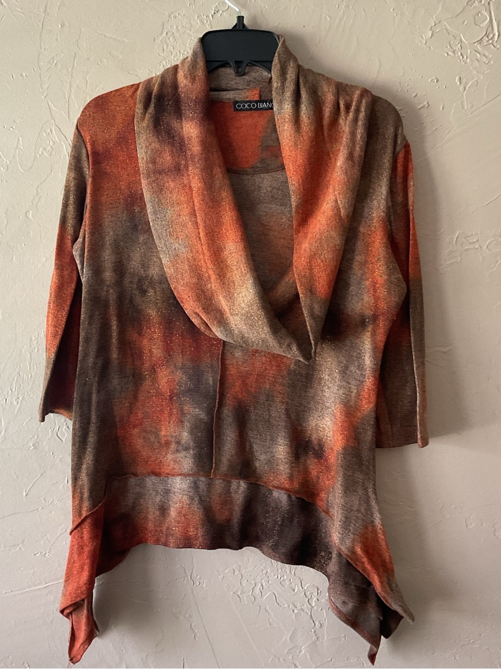 Coco Bianco Women's Rust and Brown Draped Tunic Sweater - Picture 8 of 8